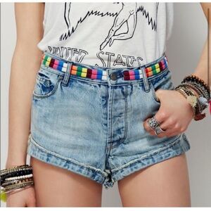 Free People Eliot Jean Shorts with Rainbow Waistband